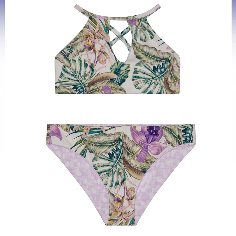 *Splendid Girls' Panama Garden Reversible Two Piece Bikini Set Size 14